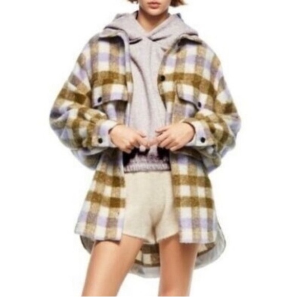 Zara Jackets & Blazers - Zara Multicolor Plaid Teddy Jacket